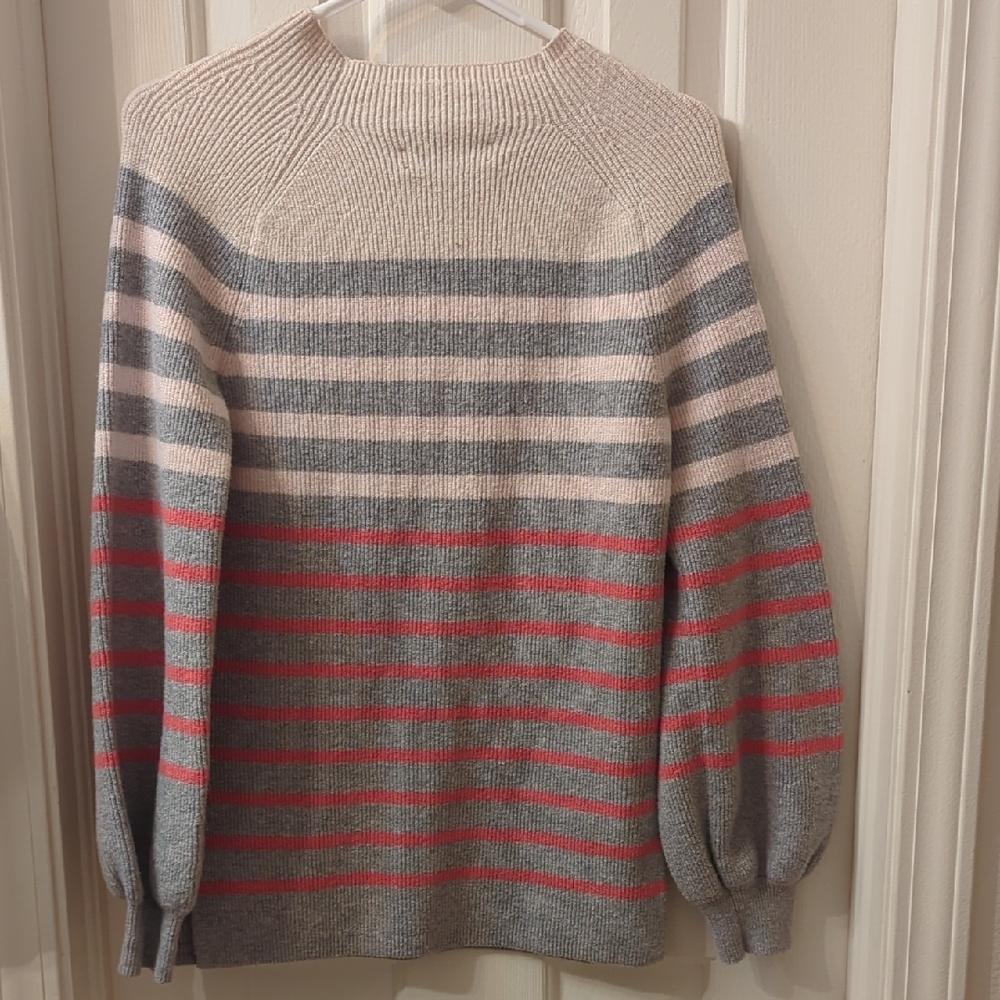 LOFT Multicolor Striped‎ Crewneck Sweater Ribbed Casual Yet Retro - Picture 4 of 4